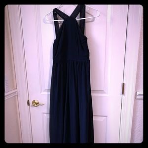 Navy blue full length flowing dress worn once